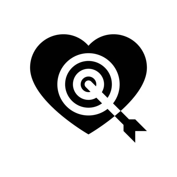 Amor Boda Flecha Relacionada Vector Del Corazón Con Diseño Sólido — Vector de stock