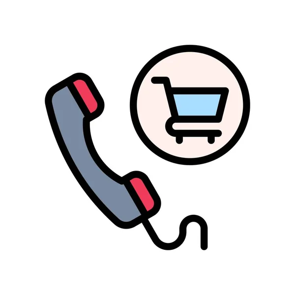 Kvällsmarknad Eller Online Shopping Relaterad Telefon Med Shopping Trolly Vektor — Stock vektor