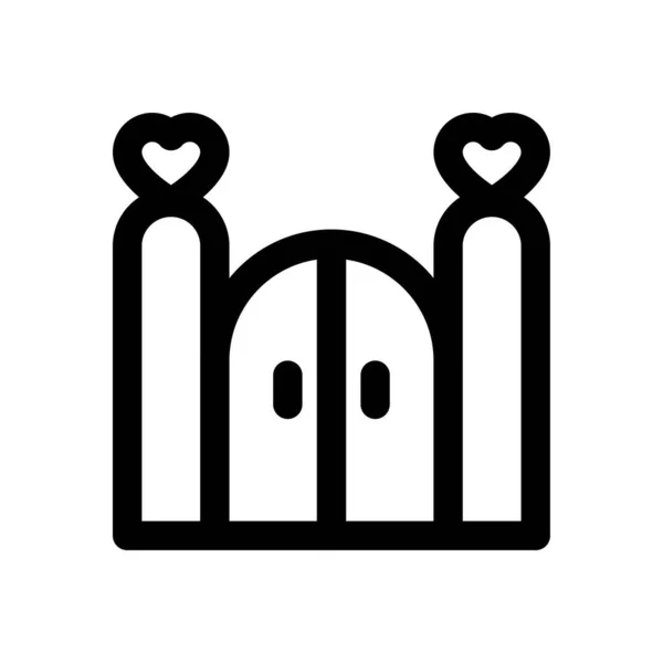 Любов Весілля Споріднене Серце Воротах Будинку Вектор Лінійному Стилі — стоковий вектор