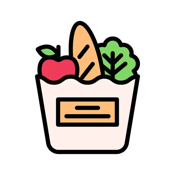Večeře Trh Nebo Line Nakupování Související Jablečný Burger Zelené Listy — Stockový vektor
