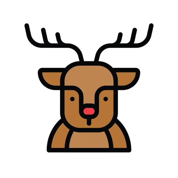 Christmas Related Cutes Reindeers Avatars Editable Strokes — Stock Vector