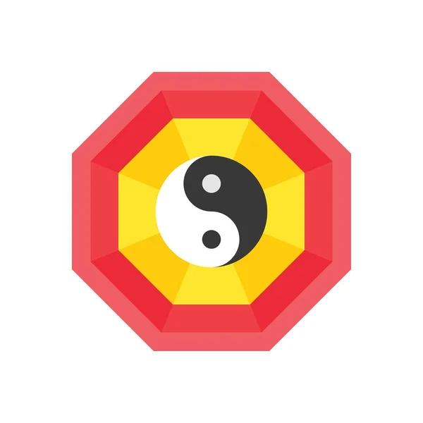 Chinese Nieuwjaar Gerelateerde Horoscoop Met Yin Yang Vector Plat Ontwerp — Stockvector