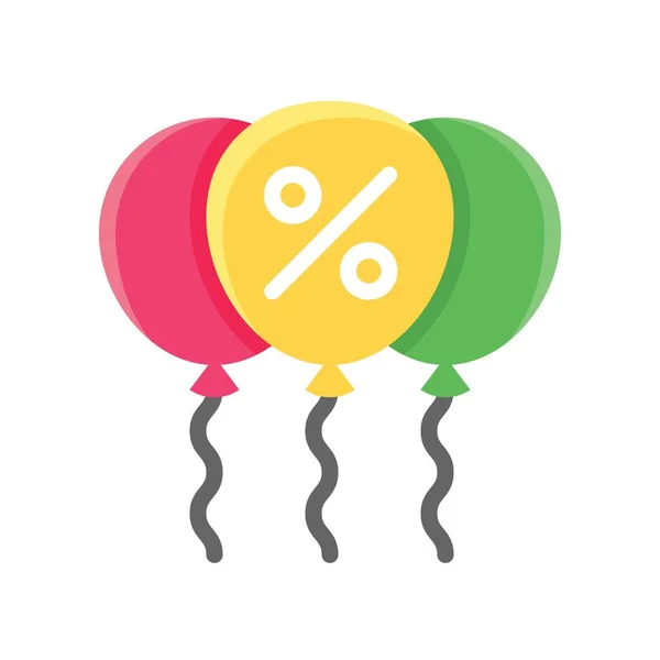 Balões Voando Vetor Tag Percentual Projeto Plano — Vetor de Stock