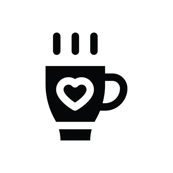 Aşk Romantizm Sıcak Kahve Sevgililer Günü Hediyeleri Katı Tasarımlar — Stok Vektör
