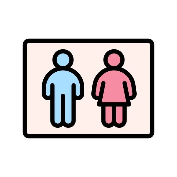 Akşam Yemeği Pazarı Çevrimiçi Alışveriş Karakterleri Erkek Kadın Tuvalet Işaretli — Stok Vektör