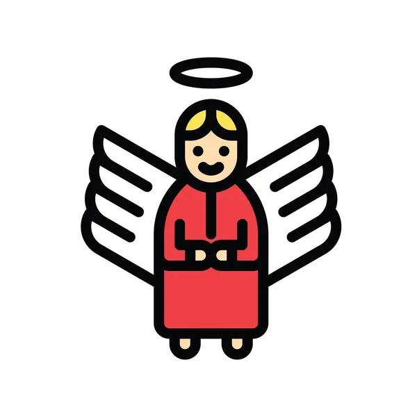 Рождество Родственные Милые Ангелы Девушки Аватарами Крыльев Редактируемыми Штрихами — стоковый вектор