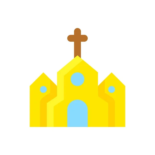 Vecteur Construction Église Lié Amour Mariage Design Plat — Image vectorielle