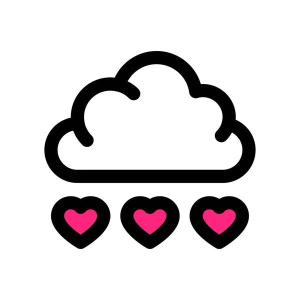 Amor Casamento Corações Relacionados Com Vetor Nuvem Com Curso Editável —  Vetores de Stock