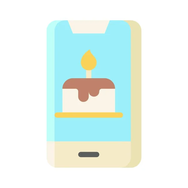 День Рождения Новорожденный Торт День Рождения Мобильном Телефоне Векторами Свечей — стоковый вектор