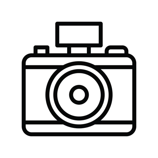 Művészeti Kézműves Kapcsolódó Kamera Vektor Lineáris Vagy Szerkeszthető Stroke Kialakításban — Stock Vector