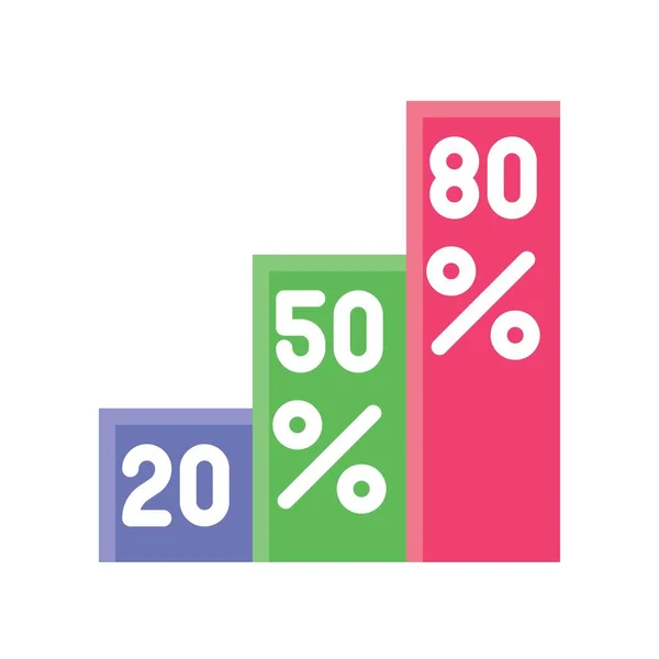 Percentagem Aumento Contínuo Vetor Gráfico Projeto Plano —  Vetores de Stock