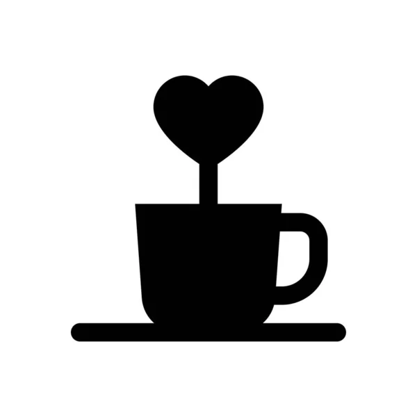 Valentines Connexes Amour Romance Tasse Café Avec Vecteur Cardiaque Avec — Image vectorielle