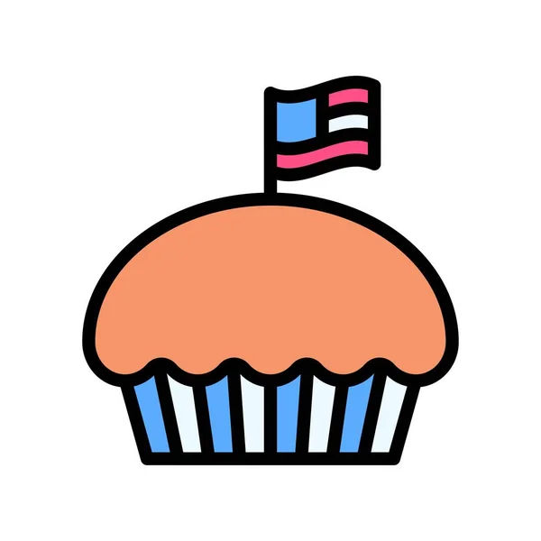 带可编辑笔划向量的杯饼上7个相关的美国国旗第4个 — 图库矢量图片