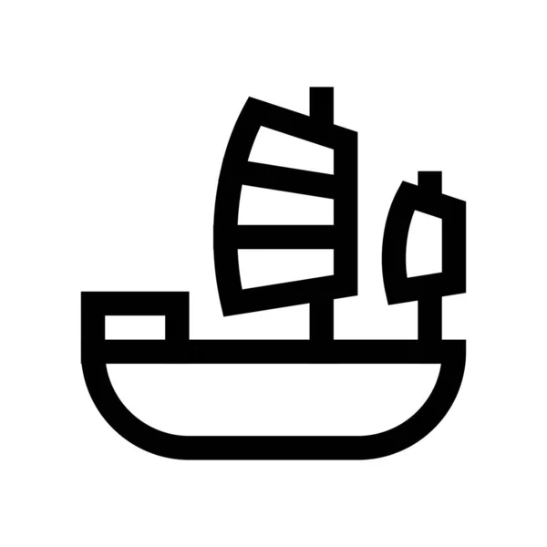 Китайський Корабель Пов Язував Китайський Новий Рік Вектор Лінійному Стилі — стоковий вектор