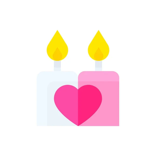 Amour Lié Aux Valentines Coeur Romance Dans Les Bougies Vecteur — Image vectorielle