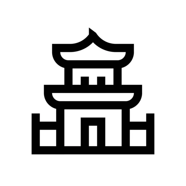 Китайский Новый Год Связанных Храм Дверью Прямом Стиле — стоковый вектор