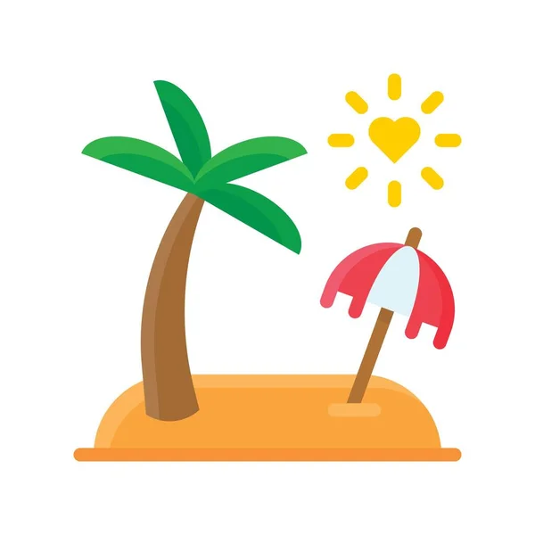 Romance Relacionado Vacaciones Verano Con Paraguas Vector Diseño Plano — Vector de stock