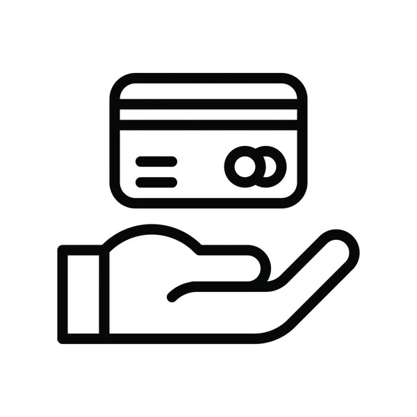 Mão Cartão Crédito Relacionados Vetor Preto Sexta Feira Estilo Linear — Vetor de Stock