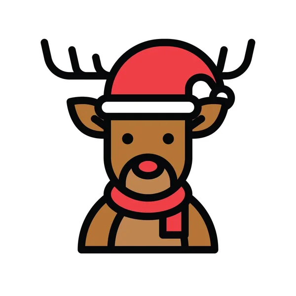 Christmas Related Reindeers Santa Hats Scarfs Avatars Editable Strokes — Stock Vector