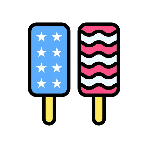 4Th July Related United State Flag Style Ice Creams Strips — Stock Vector