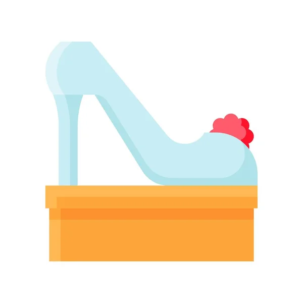 結婚式と愛関連の女性のかかとの靴箱ベクトル上のフラットデザイン — ストックベクタ