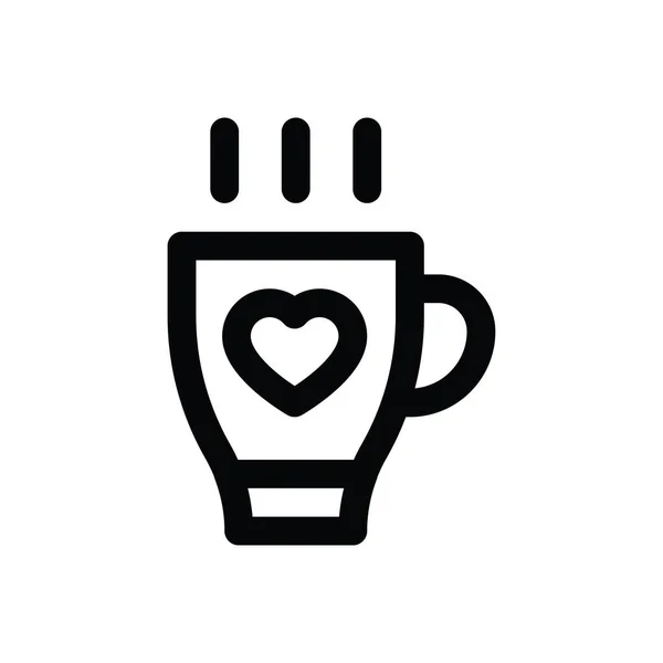 Aşk Romantizm Sıcak Kahveler Sevgililer Günü Vektörleri Çizgisel Tarzda — Stok Vektör