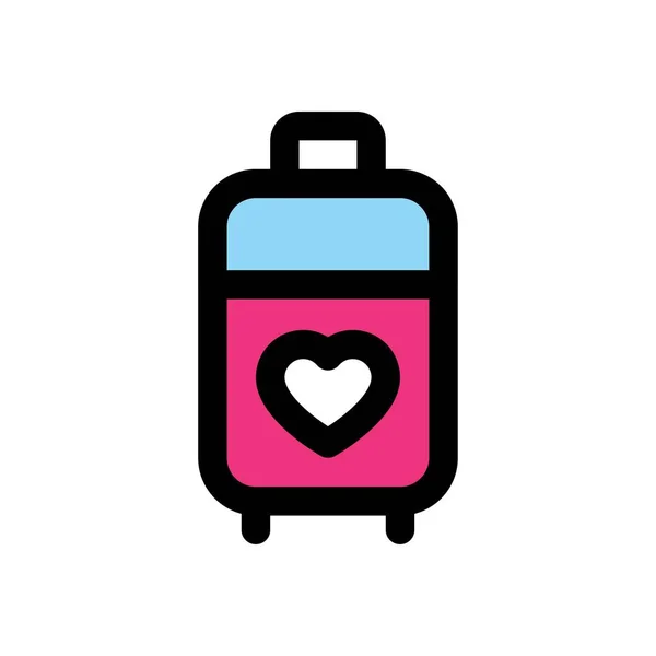 可编辑中风行李载体上与爱情和婚礼相关的心脏 — 图库矢量图片