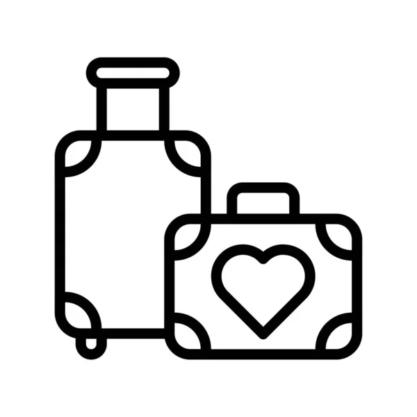 Bagage Sac Romance Avec Vecteur Cardiaque Style Linéaire — Image vectorielle