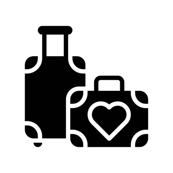 Equipaje Bolsa Relacionados Con Romance Con Vector Del Corazón Diseño — Vector de stock