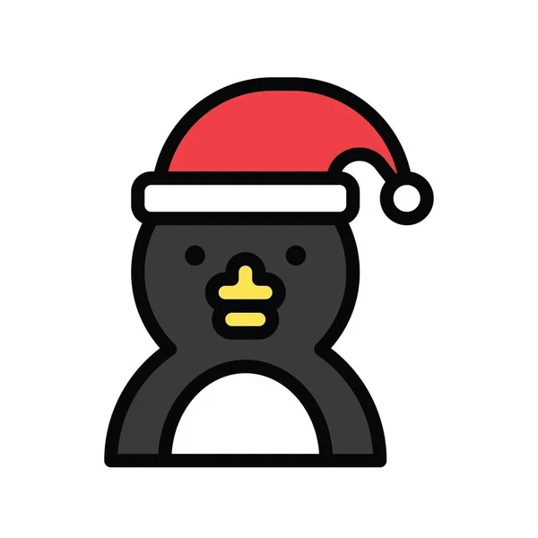 Pingouin Avec Chapeaux Père Noël Avatars Avec Traits Modifiables — Image vectorielle