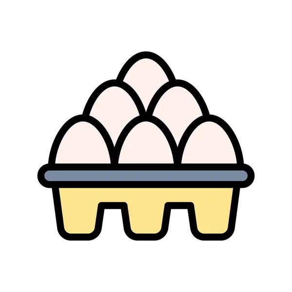 具有可编辑中风的鸡蛋载体的晚餐市场或网上购物相关鸡蛋盘 — 图库矢量图片