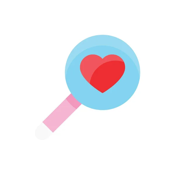 Valentines Amores Romances Relacionados Lupas Vectores Corazón Diseños Planos — Vector de stock