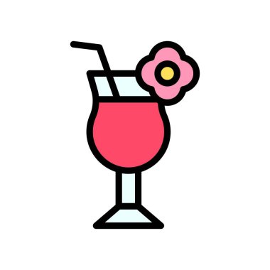 Hawaii ikonu ilişkili Hawaii içeceği çiçek ve düzenlenebilir felçli boru vektörü