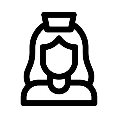 Hemşire siyah beyaz basit simge, vektör illüstrasyonu 