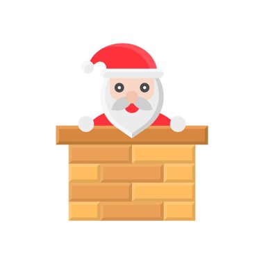 Noel Baba, duvar vektörlerinin arkasında düz bir şekilde dur.