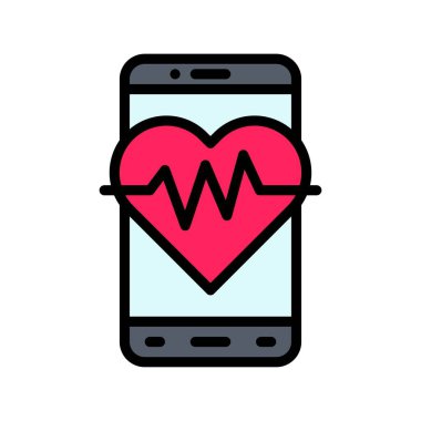 uygulama simgeleri kalp atışı veya kalp atış hızı ve düzenlenebilir felçli vektörler ile ilgili cep telefonu ekranını ayarlar