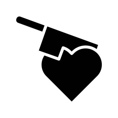 Bıçak vektörlü kalp, sevgililer günü ve aşkla ilgili katı biçim simgesi