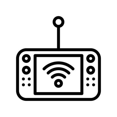 Mobil İnternet aygıtı vektör illüstrasyonu, Geleceğin teknoloji çizgi tasarım simgesi