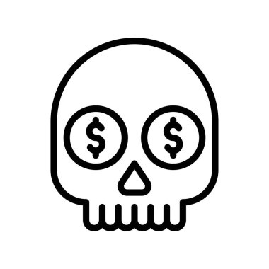 Ekonomik durgunluk ile ilgili erkeklerin kafatası dolar penni ve diş vektörleri çizgisel tarzda