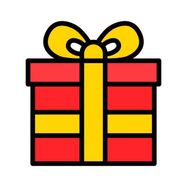 Hediye kutusu çizimi, doldurulmuş tasarım simgesi düzenlenebilir ana hatları