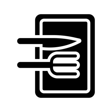 Bıçak ve çatal vektörü, barbekü bağlantılı katı tasarım simgesi