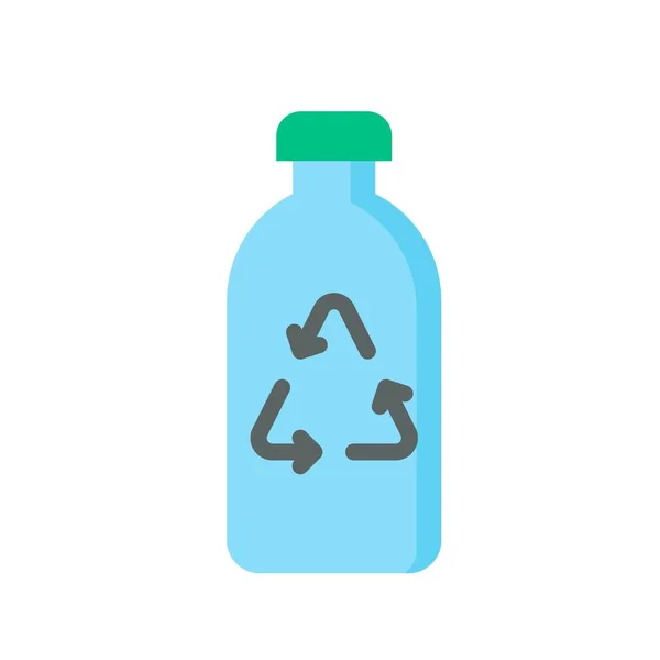 Umweltbezogenes Recyclingschild Auf Plastikflaschenvektor Flachen Stil — Stockvektor