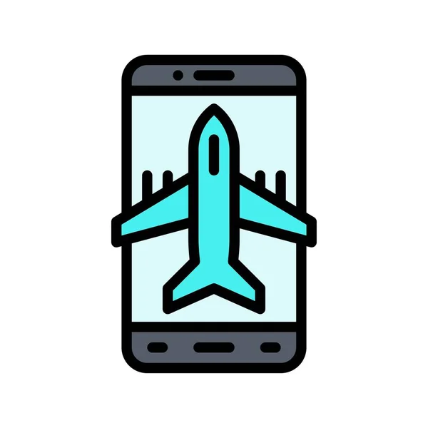 Ikon Aplikasi Mengatur Layar Telepon Seluler Terkait Dengan Vektor Pesawat - Stok Vektor