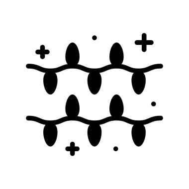 Noel ışıkları katı tasarım simgesi, vektör illüstrasyonu