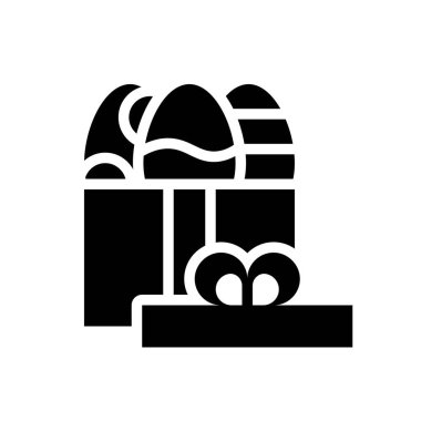 Paskalya yumurtası vektör illüstrasyonlu hediye kutusu, Paskalya katı tasarım simgesi