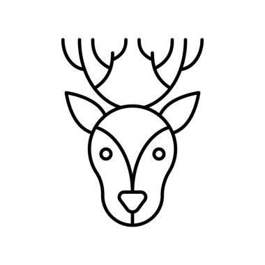 Ren geyiği yüz vektörü, Noel günü ilgili çizgi simgesi
