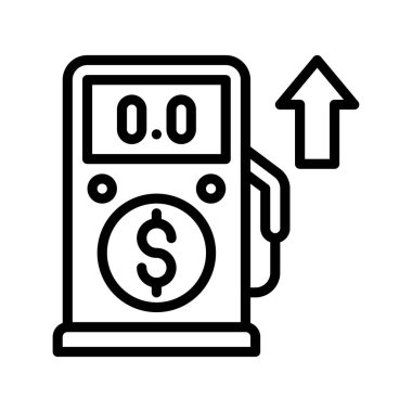 Ekonomik durgunlukla ilgili benzin pompası ve dolar penni vektörleri çizgisel tarzda