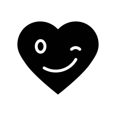 Kalp simgesi vektör çizimi, izole edilmiş katı tasarım simgesi