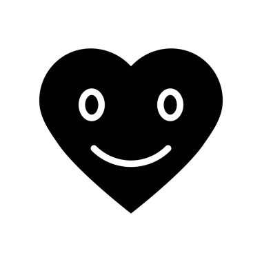 Kalp simgesi vektör çizimi, izole edilmiş katı tasarım simgesi