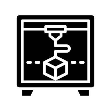 3D yazdırma vektör illüstrasyonu, gelecekteki teknoloji katı tasarım simgesi